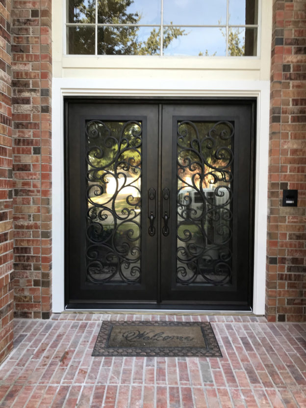 Wood Doors with Wrought Iron Houston Southern Front Door