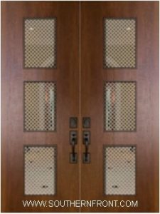 Newport Mahogany Double Door With Grill