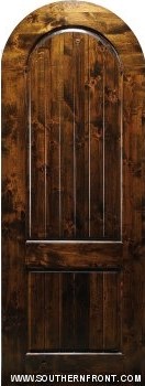 Round Top 2 Panel V Grooved Knotty Alder Arch Top