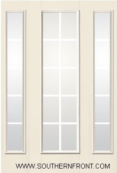 S141 6 8 Simulated Divided 10 Lite Grill Between Glass with 2 Sidelites
